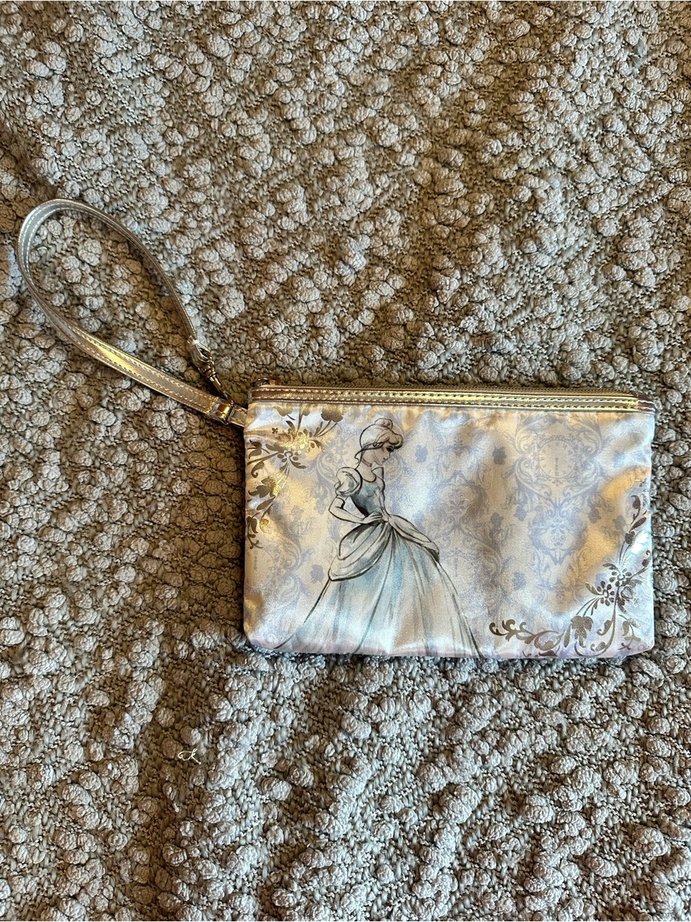 Cinderella Disney Soho Silky Silver Metallic Wristlet Clutch